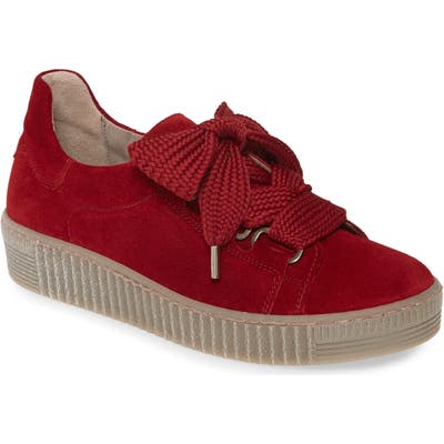 Gabor Lace-Up Sneaker, Red