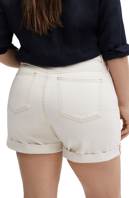 Shop Mango High Waist Denim Shorts In Beige