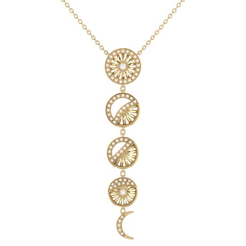 Shop Luvmyjewelry Moon Phases Sterling Silver Diamond Necklace In 14kt Gold Vermeil On Sterling