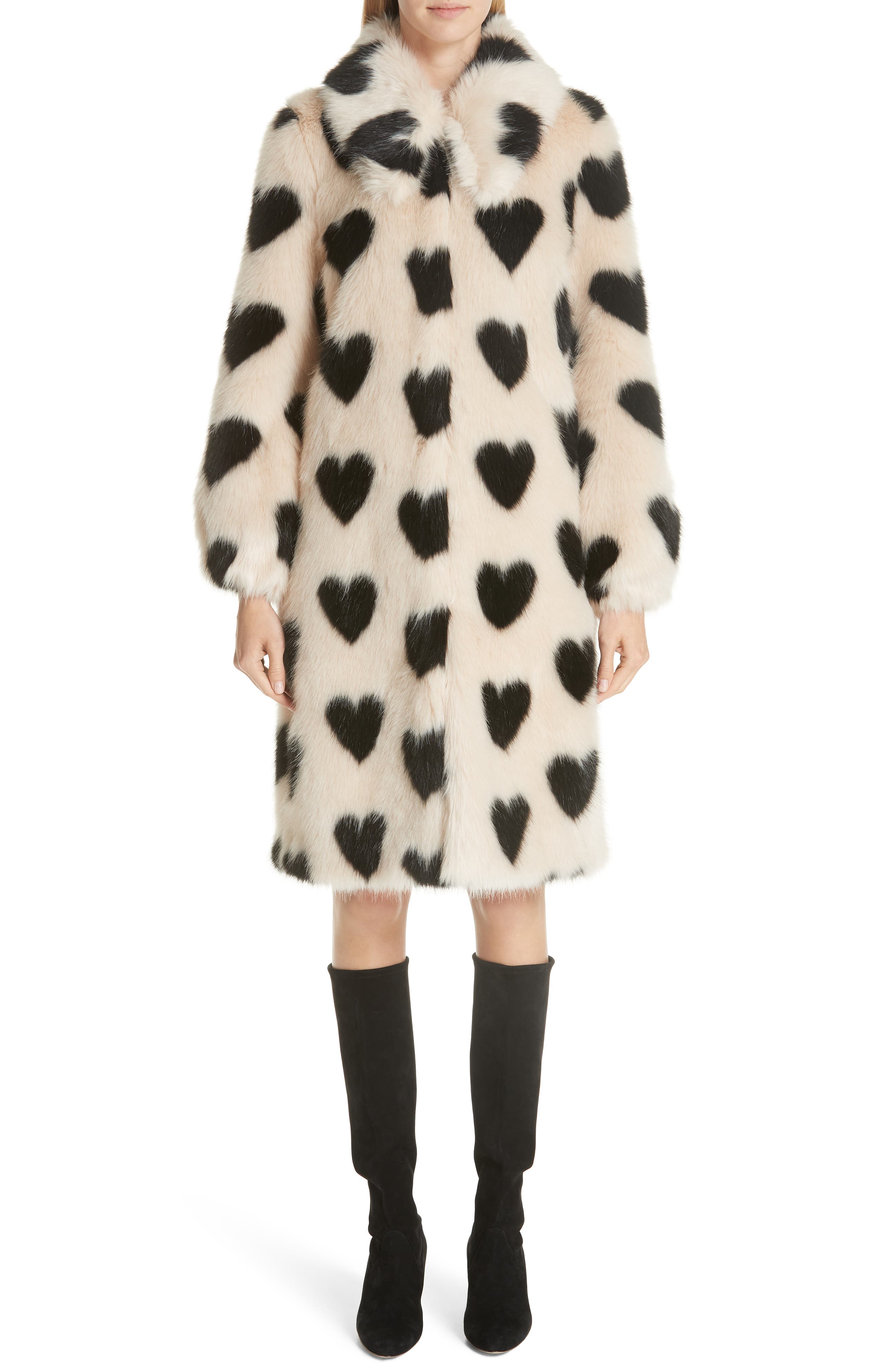 heart faux fur coat