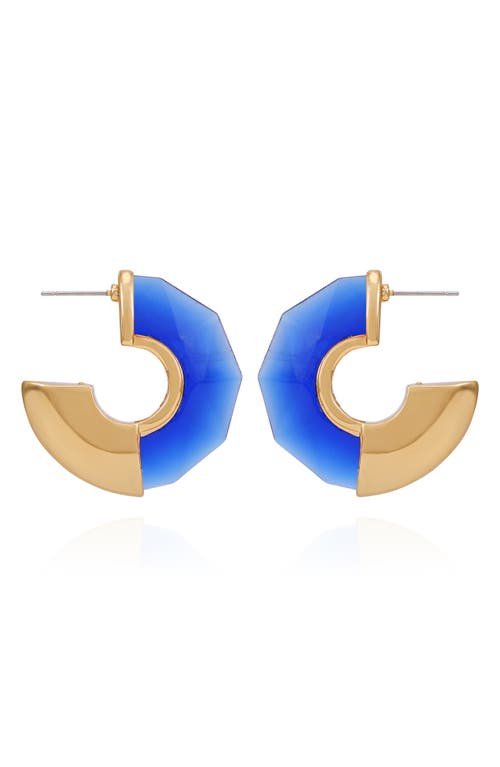 Shop Vince Camuto Clearly Disco Hoop Earrings In Blue/gold Tone