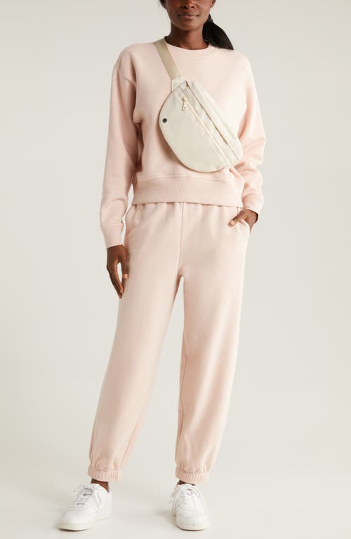 Shop Zella Cloud Fleece Joggers In Pink Peach