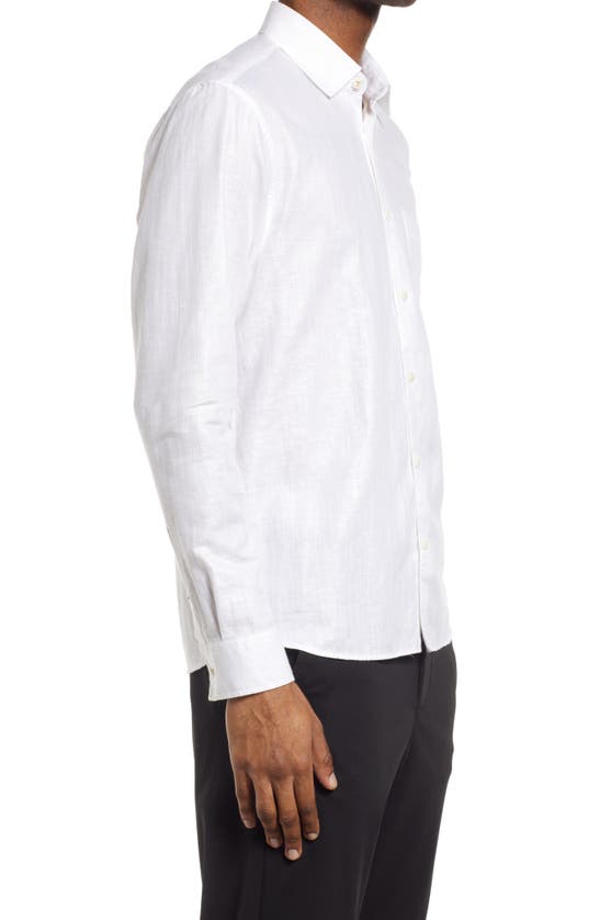 Shop Ted Baker Remark Slim Fit Solid Linen & Cotton Button-up Shirt In White