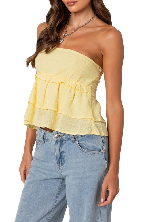 EDIKTED EDIKTED SMOCKED RUFFLE STRAPLESS TOP