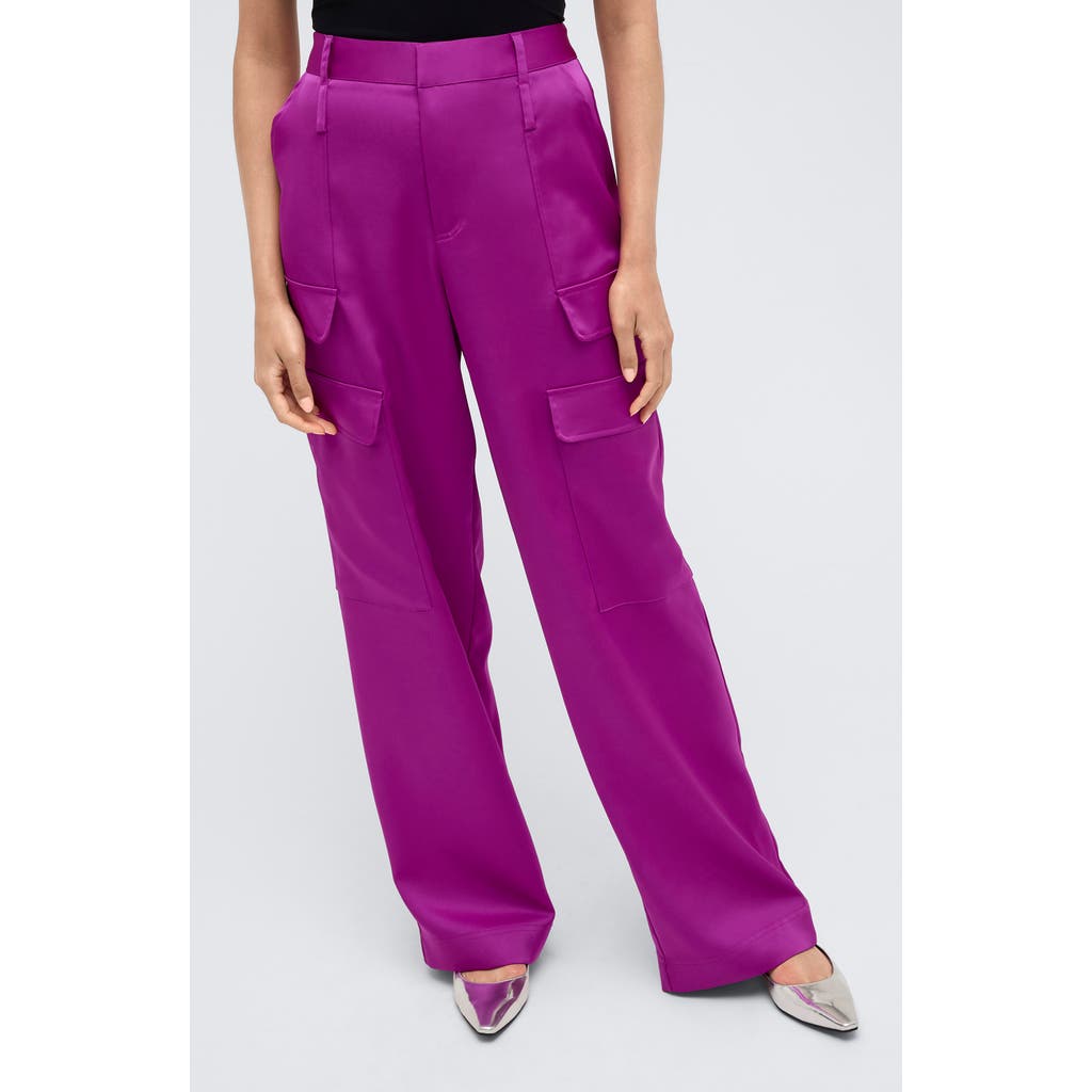 Kenneth Cole Satin Cargo Pants in Vivid Magenta