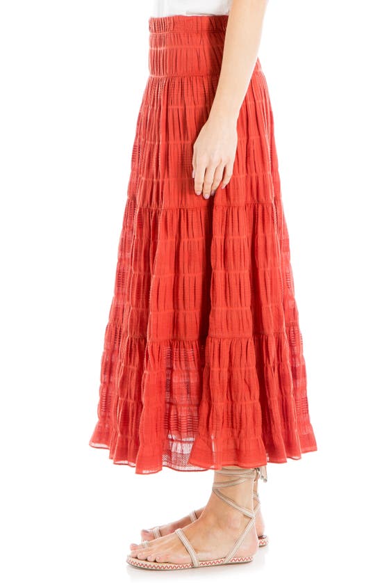 Shop Max Studio Textured Midi Skirt In Terracotta