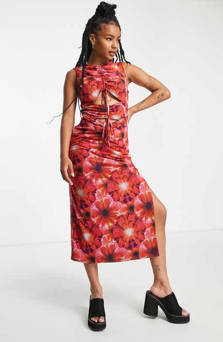 Topshop floral sales satin midi dress