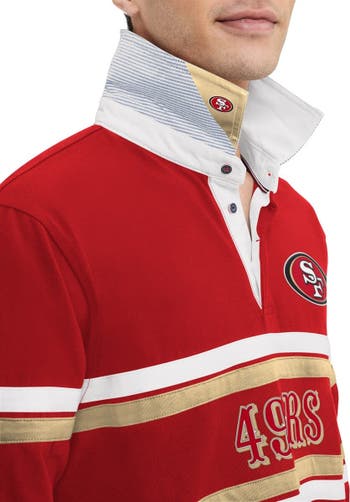 Men's Tommy Hilfiger Scarlet San Francisco 49ers Cory Varsity Rugby Long  Sleeve T-Shirt