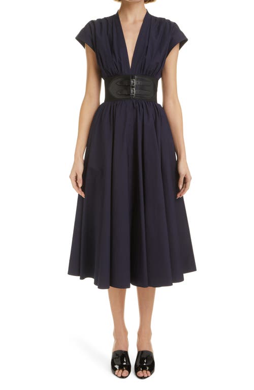 Alaïa Cotton Poplin Button-Up Dress in Marine at Nordstrom, Size 2 Us