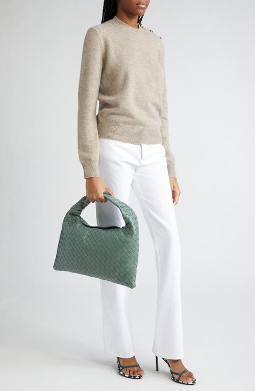 Shop Bottega Veneta Small Hop Hobo Bag In Aloe/brass