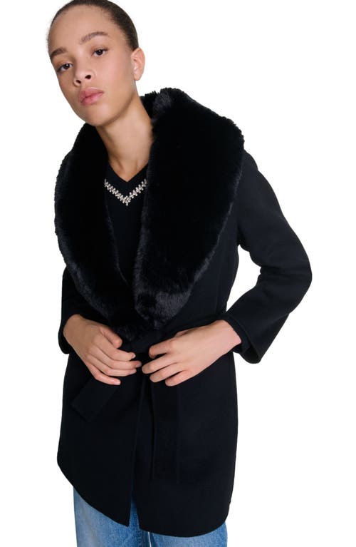 Maje Double-faced Mid-length Coat In Black