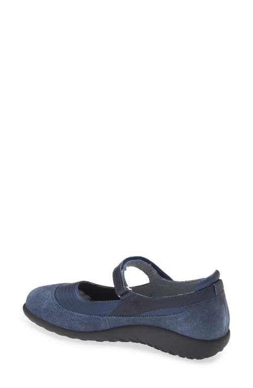 Naot Kirei Mary Jane Flat In Polar/mid Blue Suede/ink