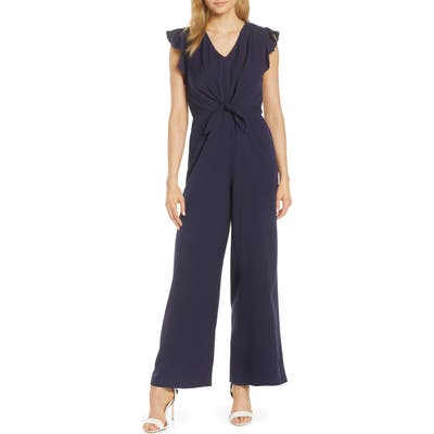 Julia Jordan Tie Waist Jumpsuit, Blue