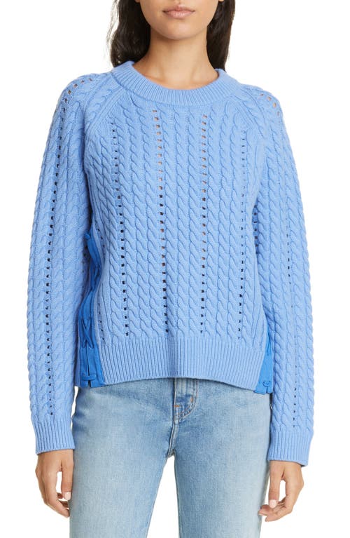 Derek Lam 10 Crosby Atiana Side Lace-Up Wool Cable Sweater in Baby Cobalt at Nordstrom, Size Medium