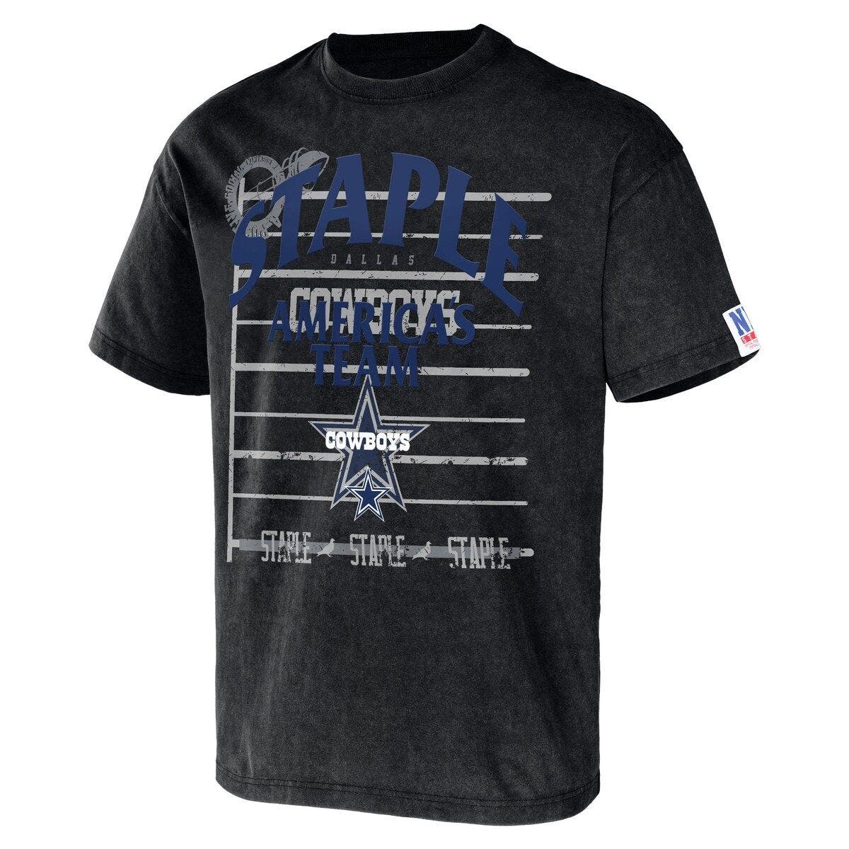 STAPLE Men's NFL x Staple Black Dallas Cowboys Throwback Vintage Wash T