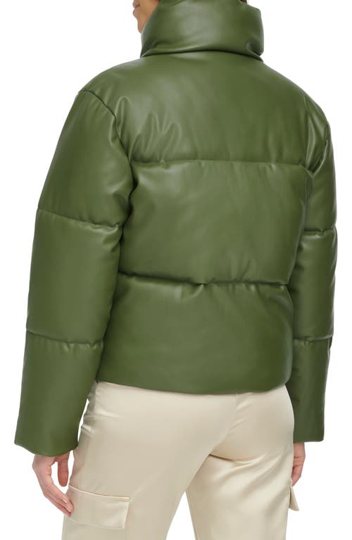 Shop Levi's Water Resistant Faux Leather Puffer Jacket In Thyme