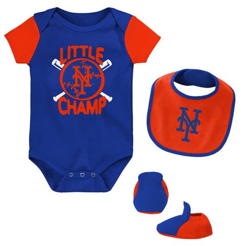 New York Mets Infant Extra Base Hit Raglan Full-Snap Romper - Heather Gray