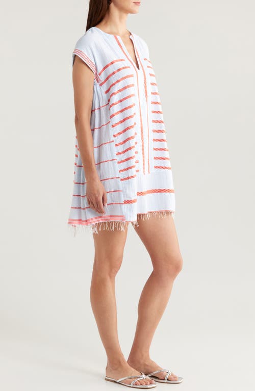 Shop Lemlem Elina Mixed Stripe Cotton Blend Caftan In Tiki Skypop