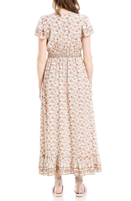 Kathlene Flutter Sleeves Maxi Dress Cream