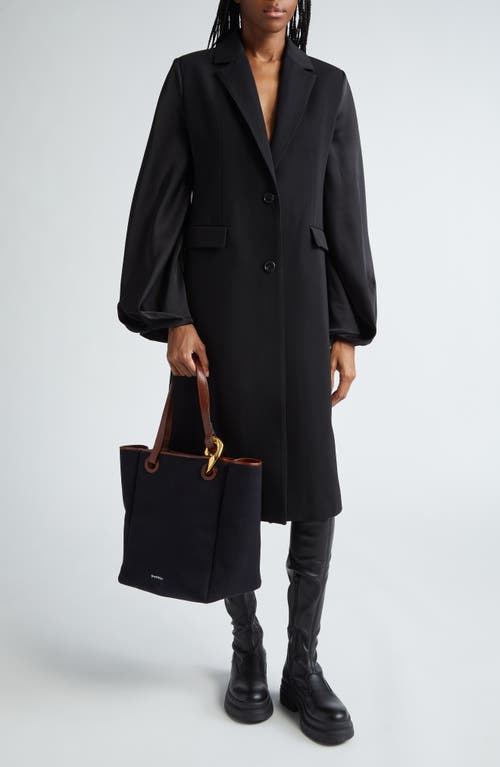 JW Anderson Balloon Sleeve Mixed Media Coat in Black at Nordstrom, Size 4 Us