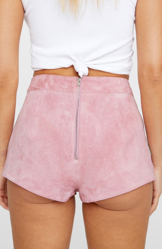 Shop Nasty Gal Premium Star Appliqué Suede Shorts In Pink