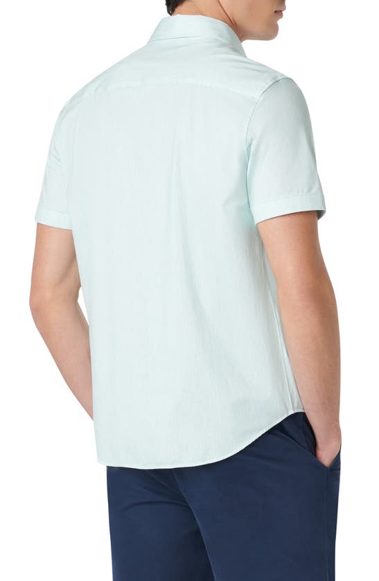 Shop Bugatchi Miles Ooohcotton® Chambray Print Short Sleeve Button-up Shirt In Jade