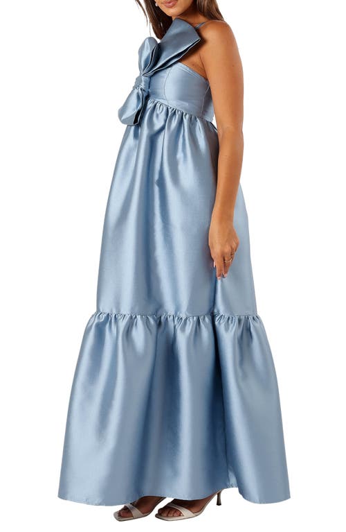 Petal And Pup Petal & Pup Betina Bow One-shoulder Gown In Blue