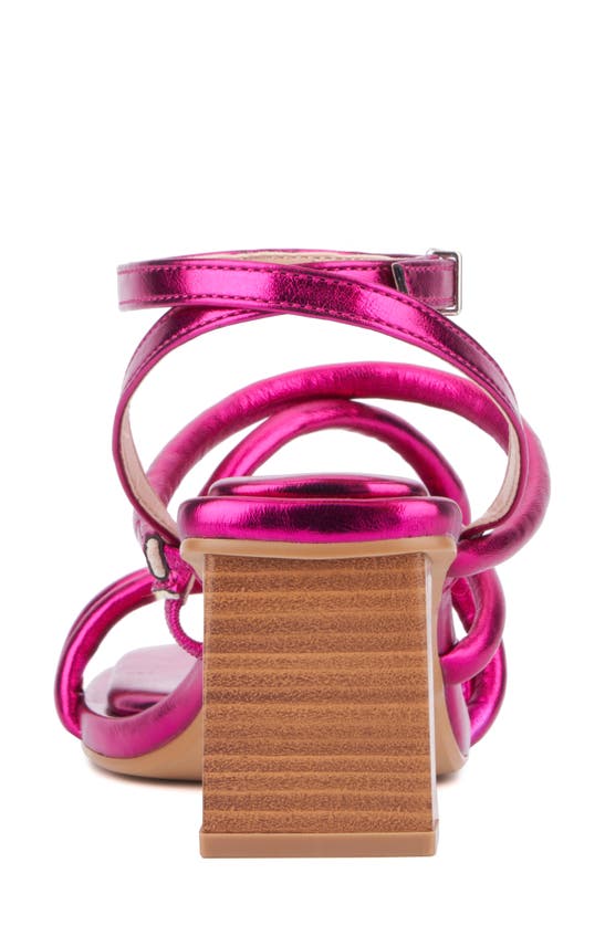 Fashion To Figure Ohara Strappy Block Heel Sandal In Neon Pink