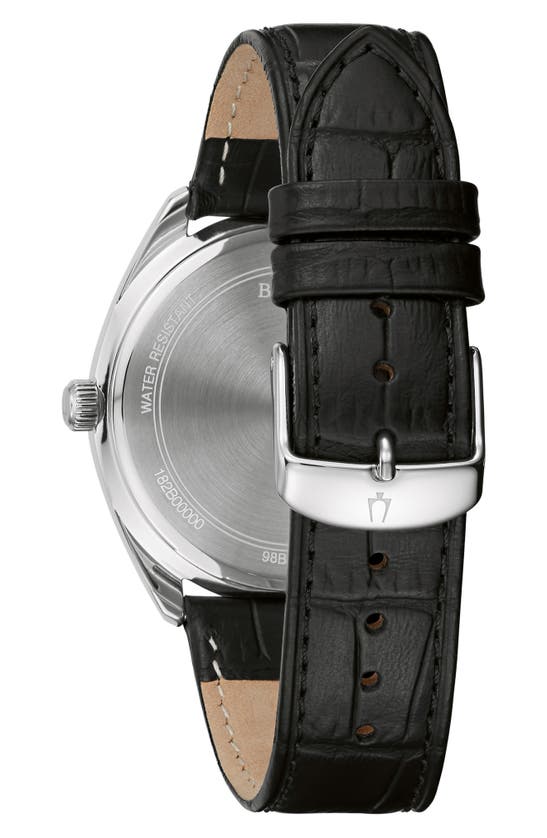 Bulova Threehand Quartz Croc Embossed Leather Strap Watch, 42mm In