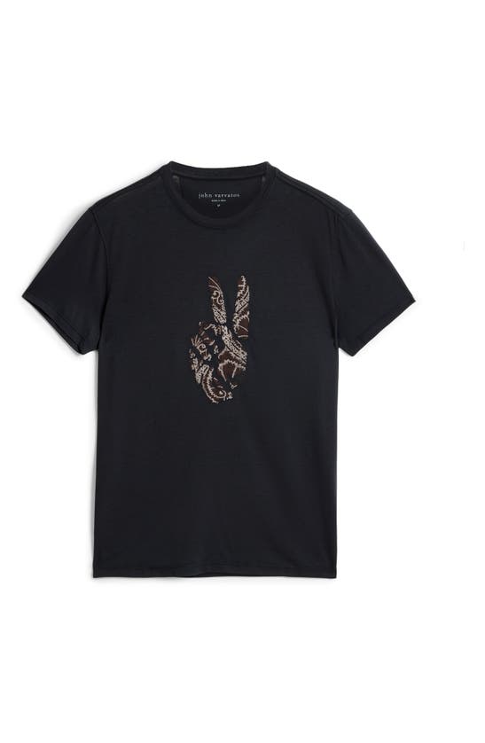 Shop John Varvatos Embroidered Peace Sign T-shirt In Black