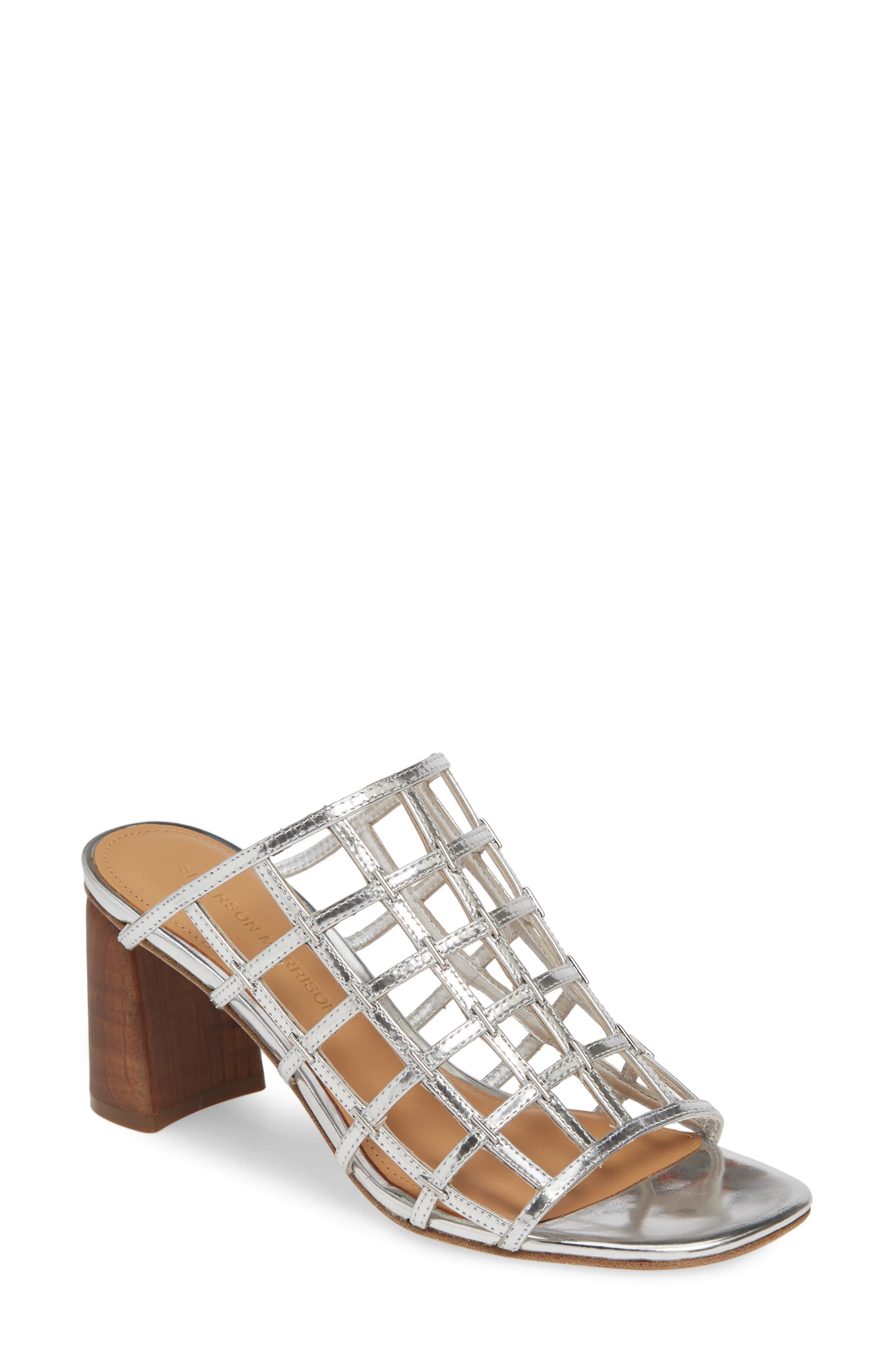 Sigerson Morrison Diana Cage Slide Sandal, Metallic