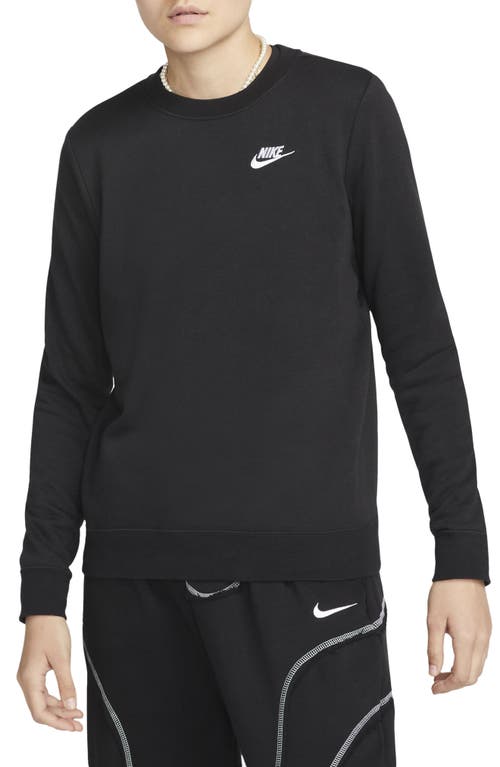 Shop Nike Sportswear Club Fleece Crewneck Sweatshirt In Black/white
