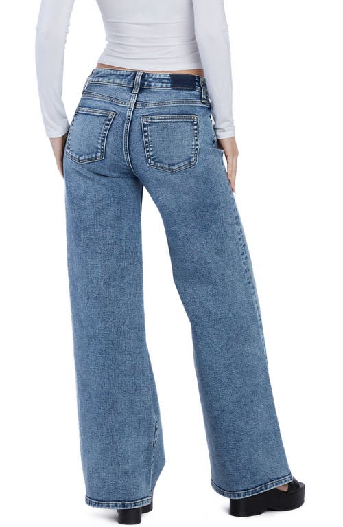 Hint Of Blu Torn Ripped Mighty Wide Leg Jeans In Authentic Blue