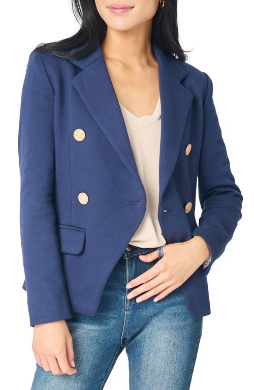 Shop Gibsonlook Double Breasted Cotton Blend Blazer In Navy