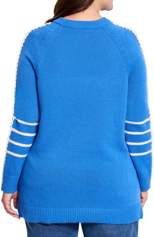 Shop Nic + Zoe Nic+zoe Dashing Down Whipstitch High/low Sweater In Sapphire