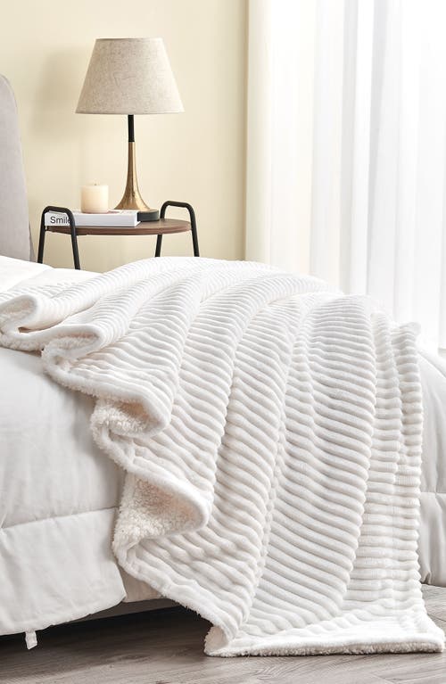 Woven & Weft Ribbed Faux Shearling Reversible Blanket In White