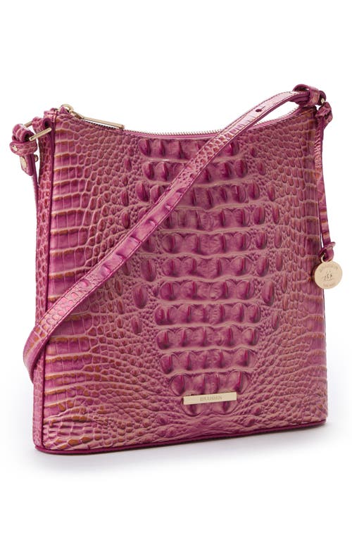 Shop Brahmin Katie Croc Embossed Leather Crossbody Bag In Rouge Blush