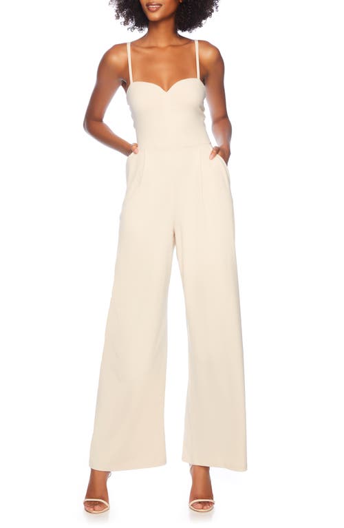 Shop Susana Monaco Sweetheart Neck Wide Leg Jumpsuit In Blanched Almond