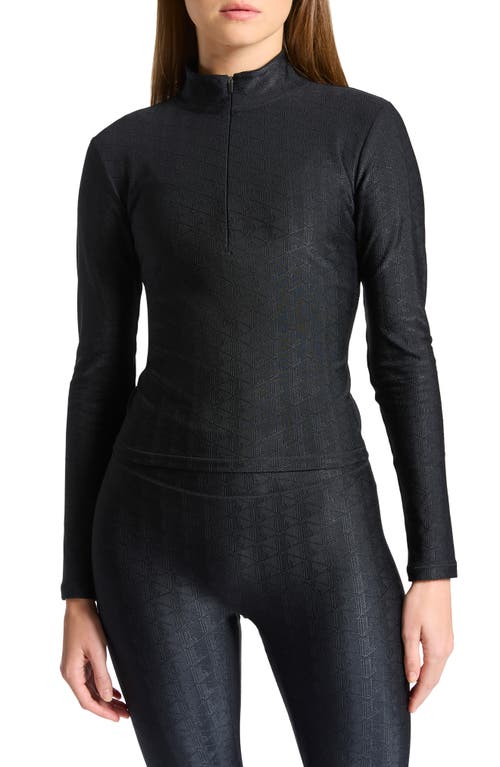 Lacoste x BANDIER Jacquard Quarter Zip Pullover Noir at Nordstrom,