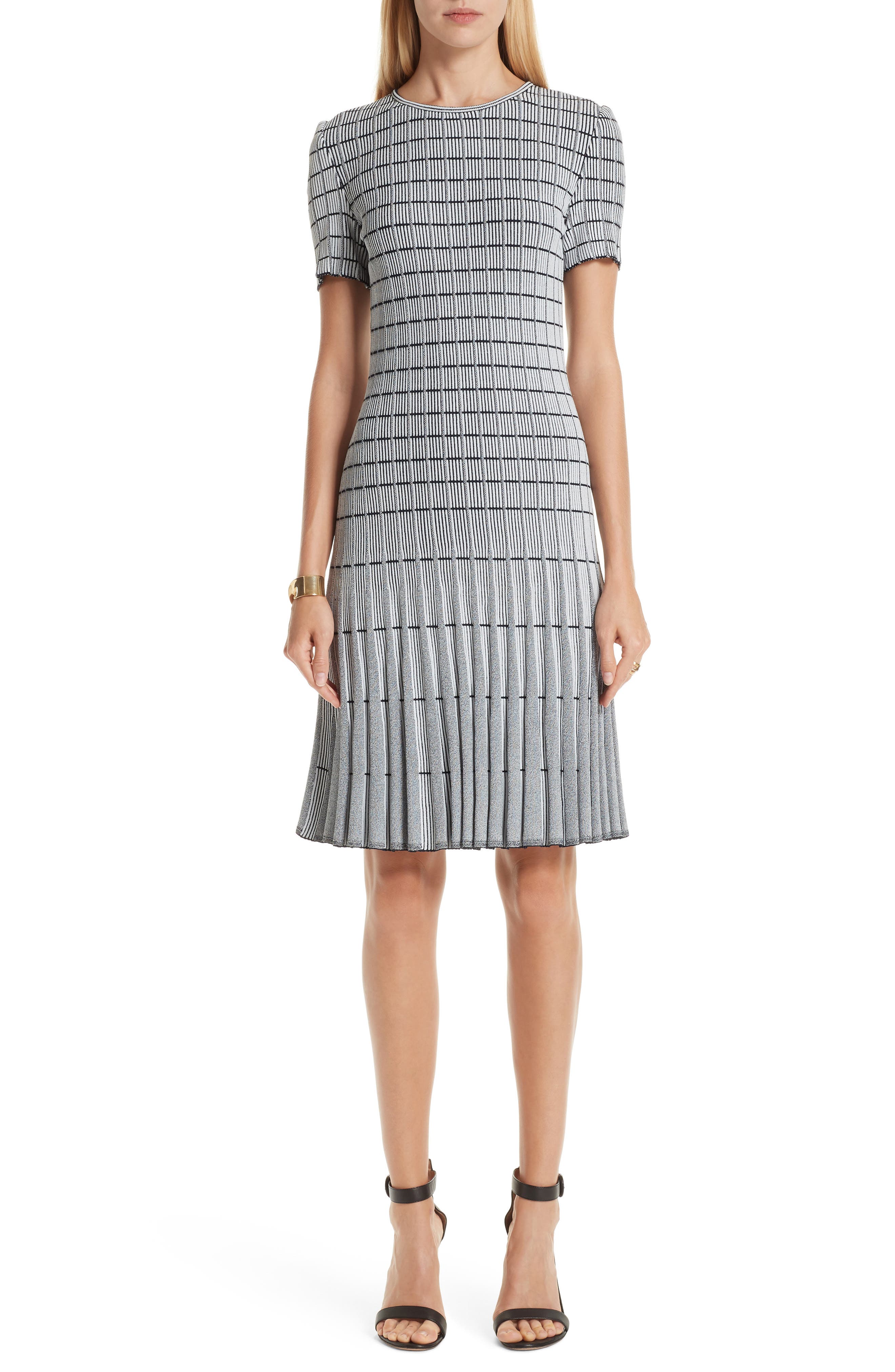 St. John Collection Monochrome Ottoman Knit Dress, Grey