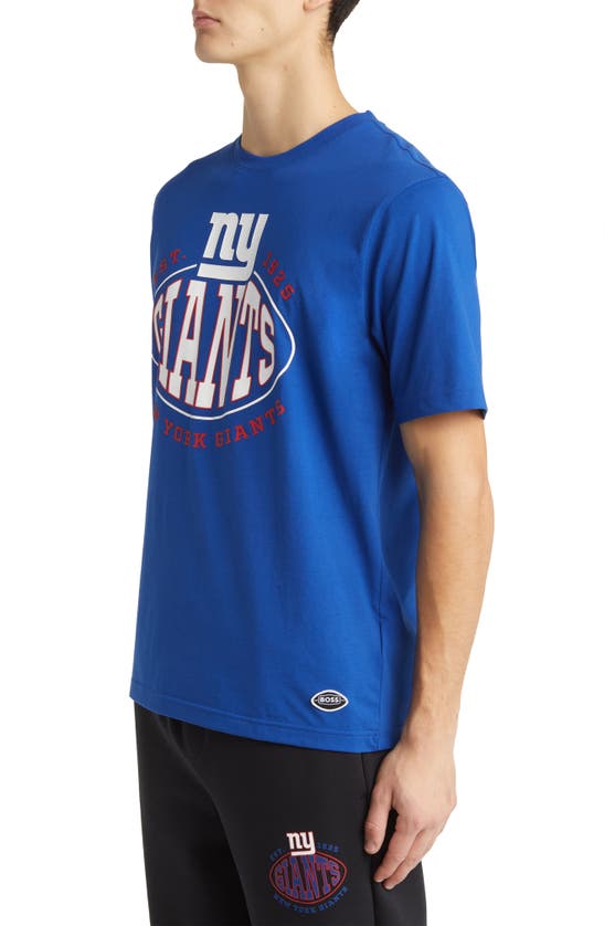 Shop Hugo Boss Boss X Nfl Stretch Cotton Graphic T-shirt In New York Giants Dark Blue