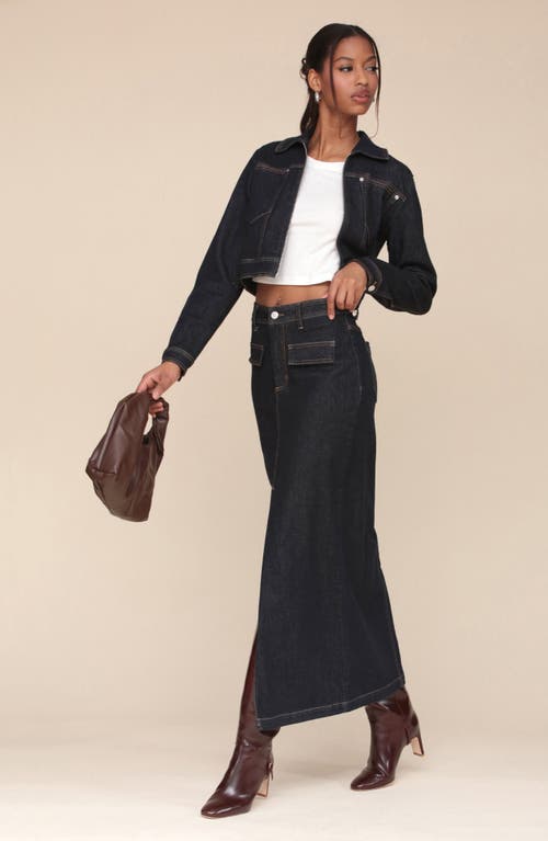 Avec Les Filles Crop Denim Jacket In Rinse Wash