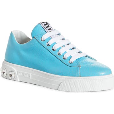 Miu Miu Crystal Detail Skate Sneaker - Blue