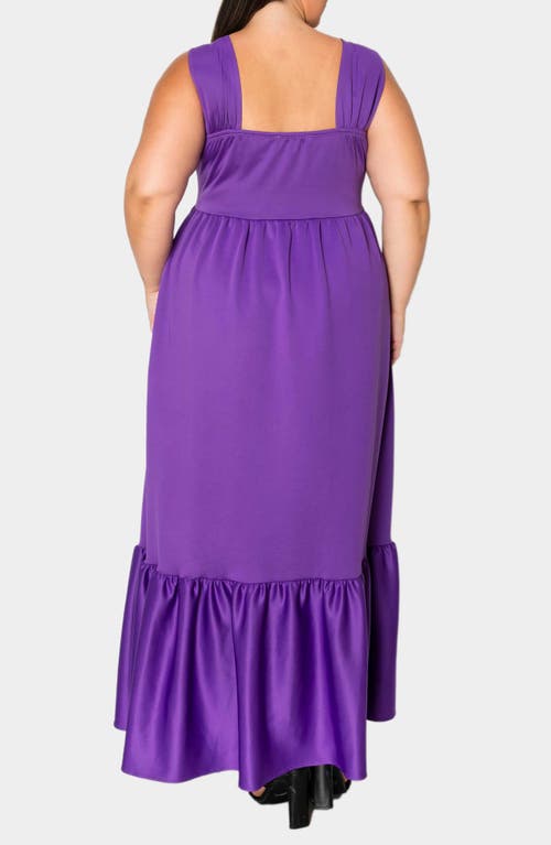 Shop L I V D Angelika Ruffle Hem Sleeveless Maxi Dress In Purple