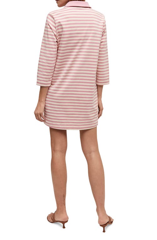 Shop Isaac Mizrahi New York Stripe Polo Minidress In French Lilac Stripe