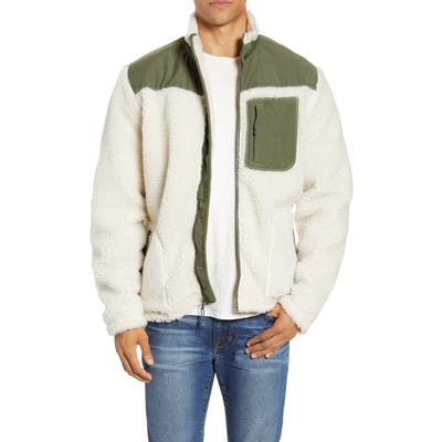 Faherty Faux Fur Front Zip Jacket, Ivory
