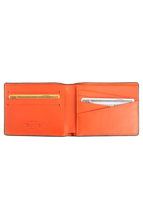 Shop Royce New York Rfid Leather Bifold Wallet In Navy Blue/burnt Orange