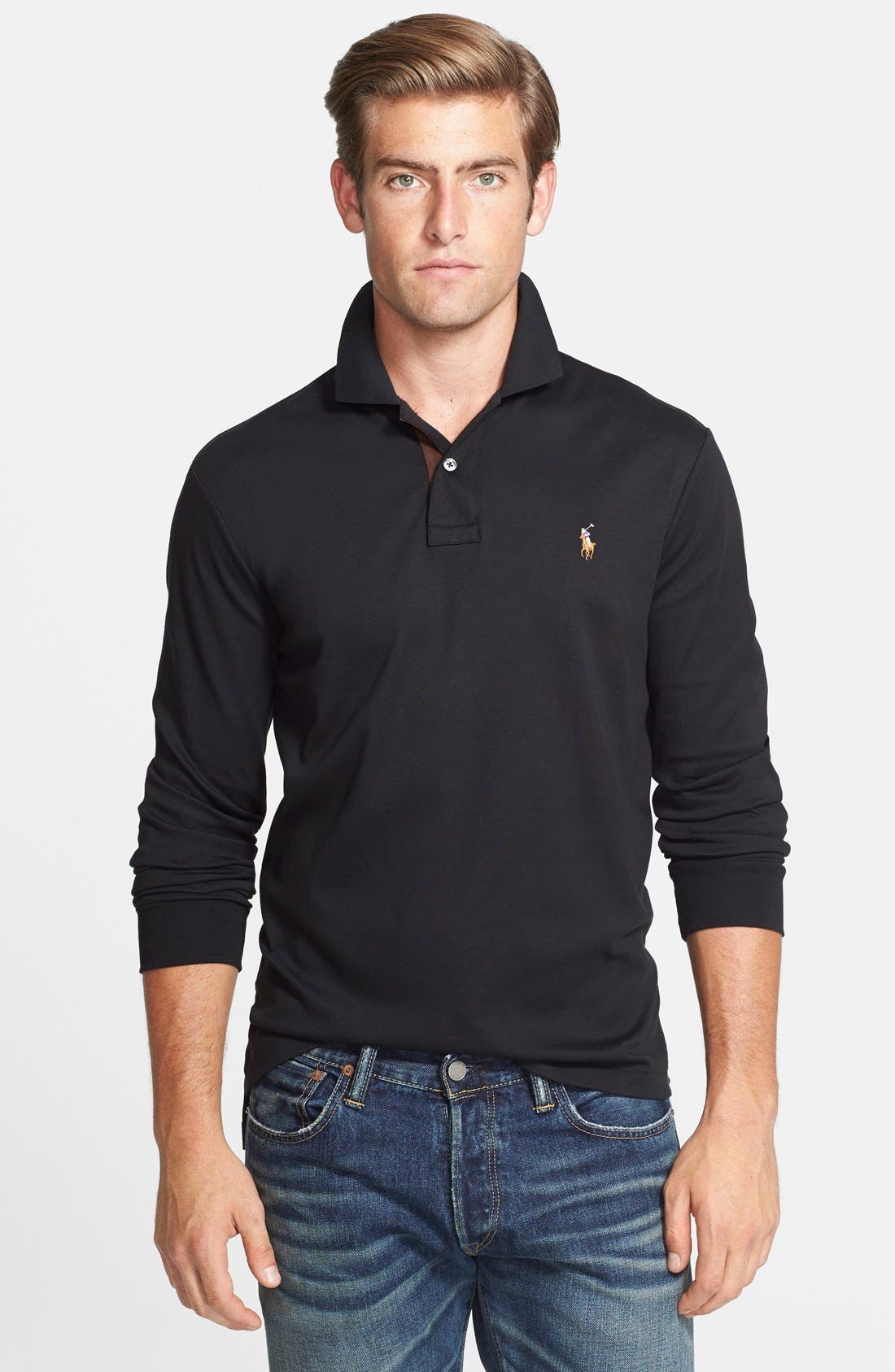 ralph lauren pima cotton polo long sleeve