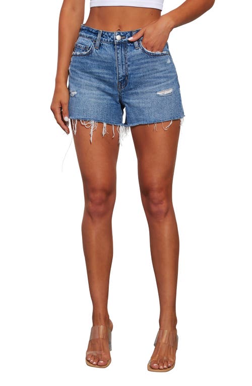 Shop Vici Collection Jolene High Waist Denim Cutoff Shorts In Medium Wash