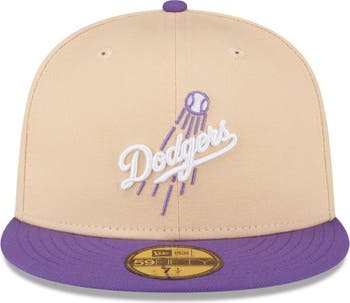 Men's New Era Peach/Purple Los Angeles Dodgers 1988 World Series Side Patch  59FIFTY Fitted Hat